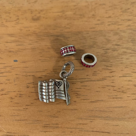 Brighton Flag of Freedom Charm and 2 Red Stopper Charms - Picture 4 of 6